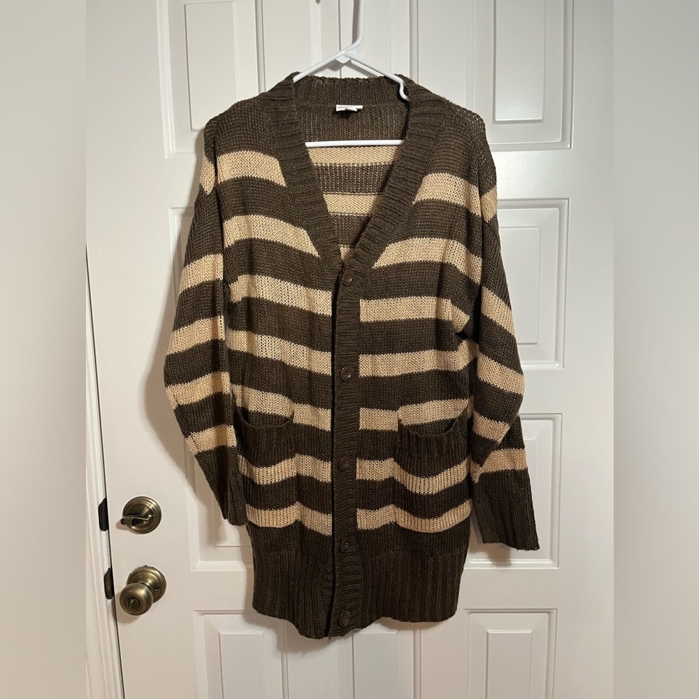 LuLaRoe Olive and Cream Knit Sweater